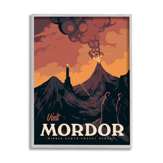 Stupell Industries Visit Mordor Volcano Fantasy Literature Graphic Art Gray Framed Art Print Wall Art, Design by Matheus Lopes Castro