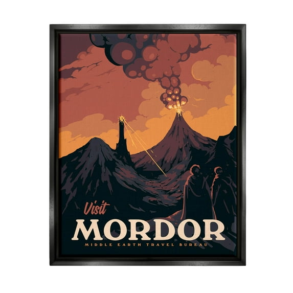 Stupell Industries Visit Mordor Volcano Fantasy Literature Graphic Art Jet Black Floating Framed Canvas Print Wall Art, Design by Matheus Lopes Castro