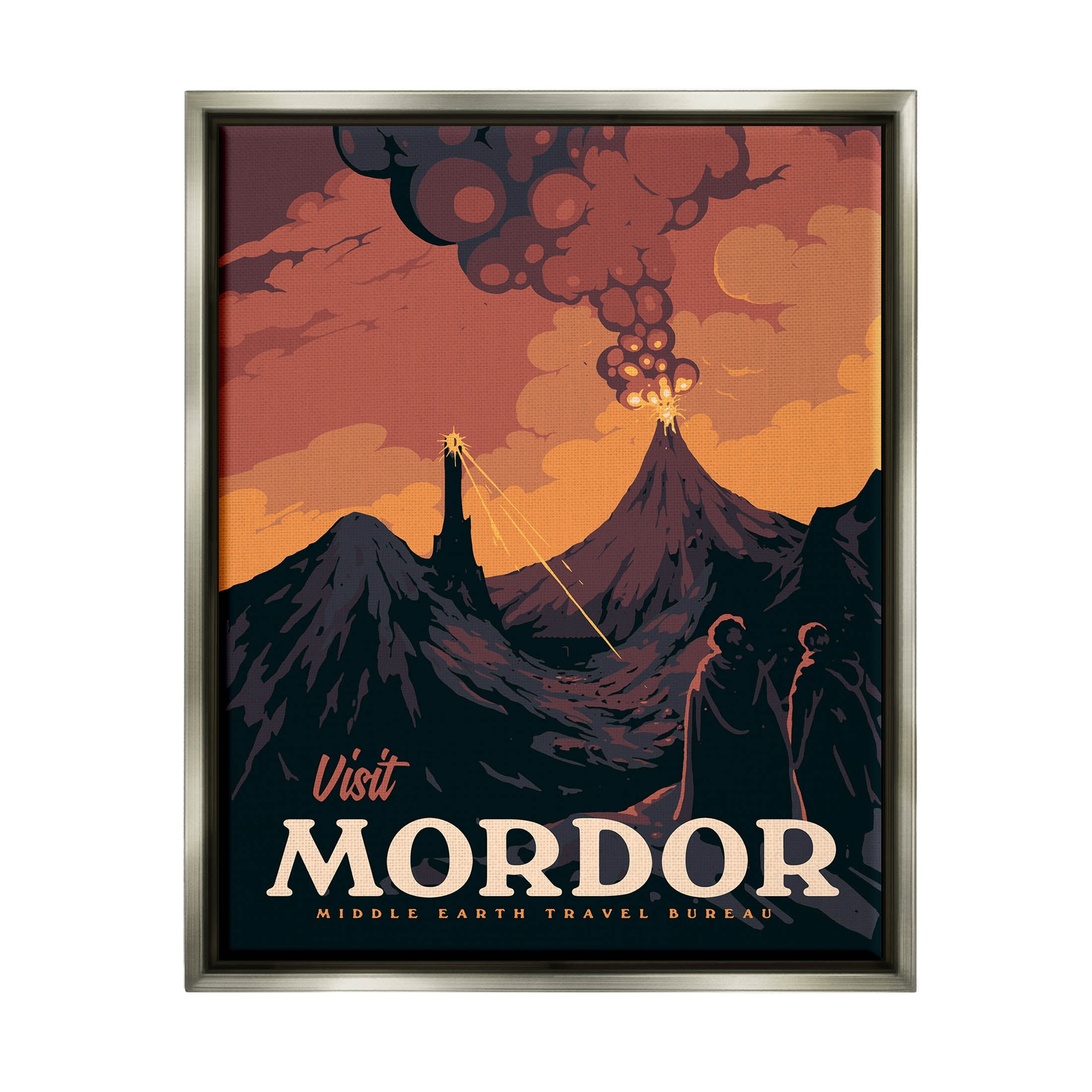 Stupell Industries Visit Mordor Volcano Fantasy Literature Graphic Art Luster Gray Floating Framed Canvas Print Wall Art, Design by Matheus Lopes Castro