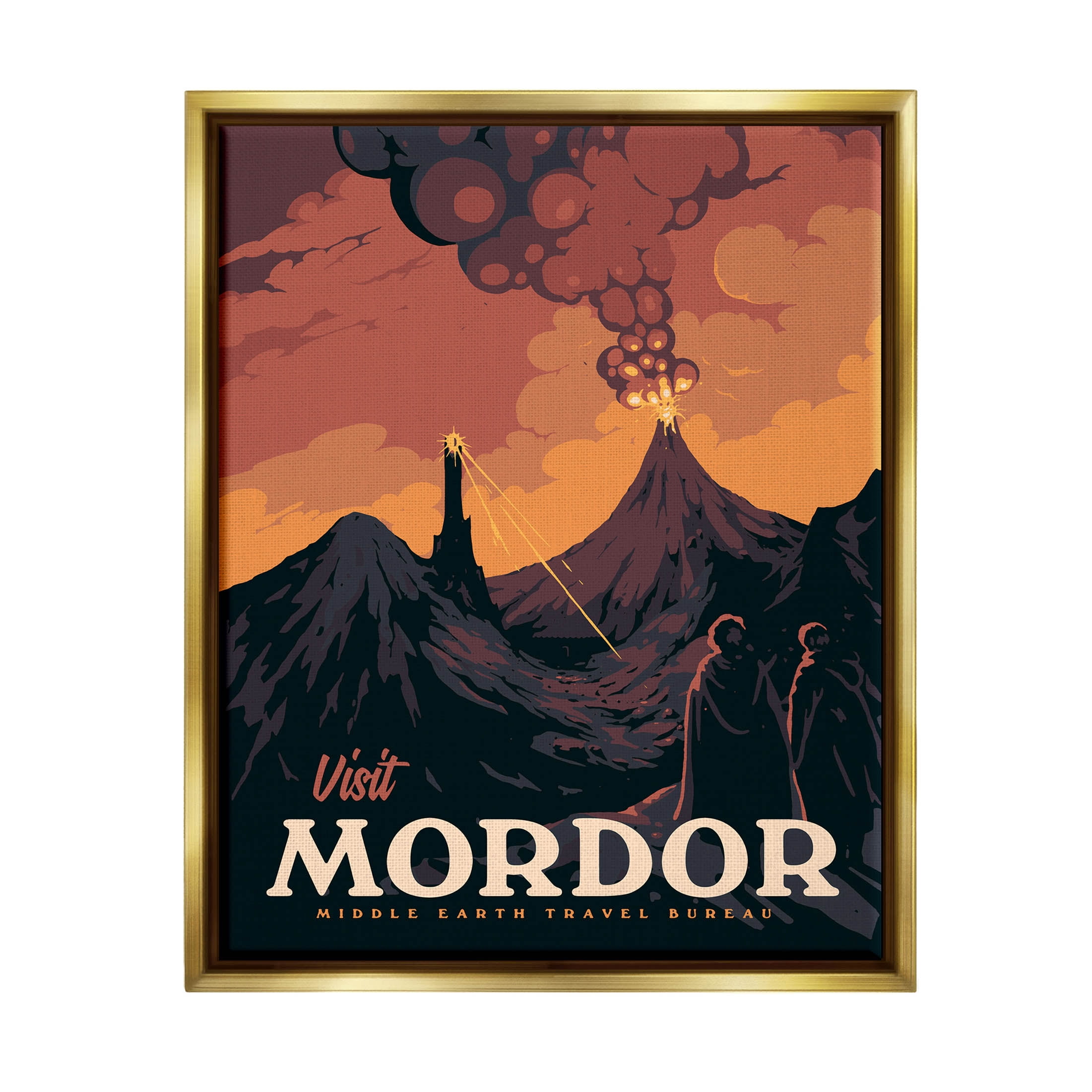 Stupell Industries Visit Mordor Volcano Fantasy Literature Graphic Art Metallic Gold Floating Framed Canvas Print Wall Art, Design by Matheus Lopes Castro