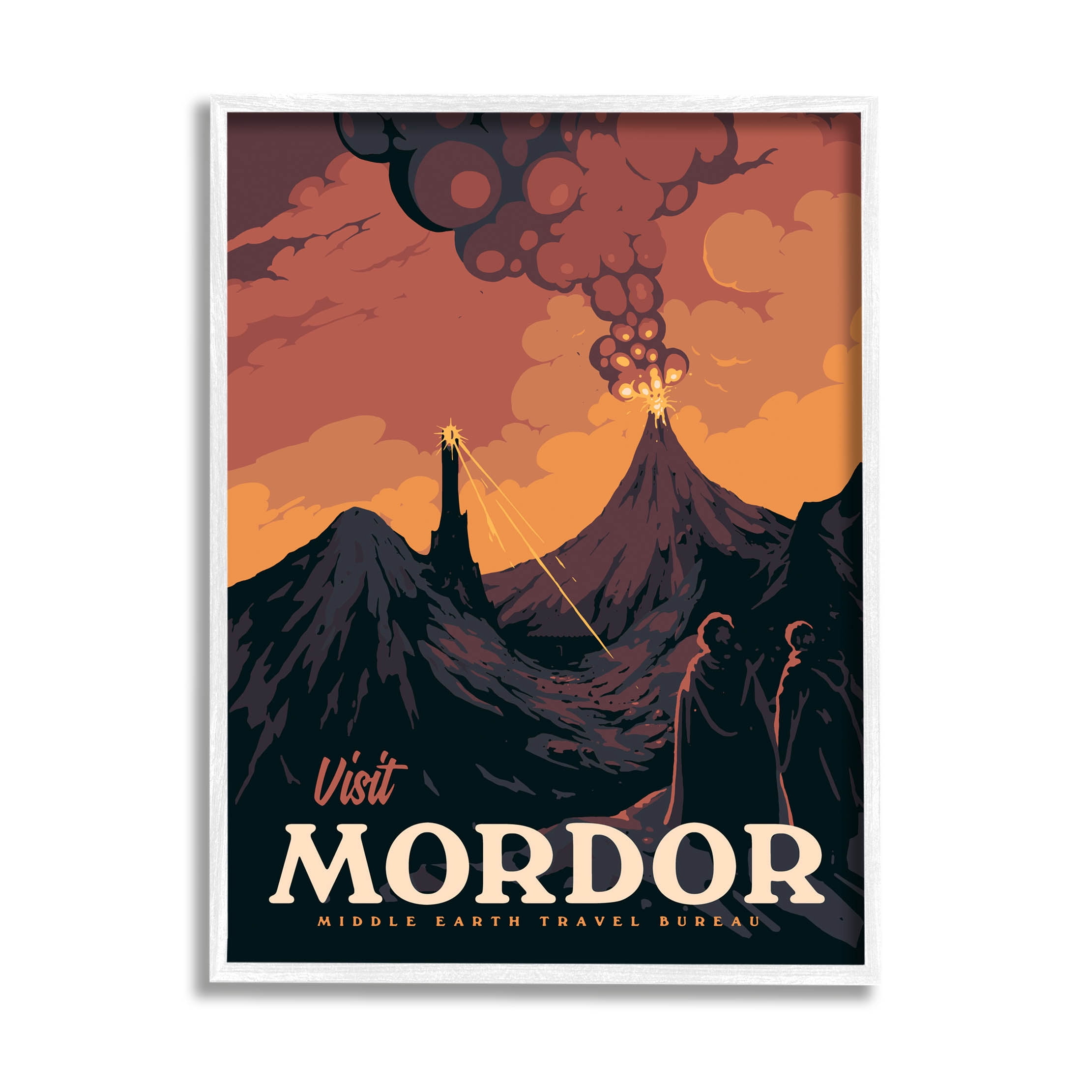 Stupell Industries Visit Mordor Volcano Fantasy Literature Graphic Art White Framed Art Print Wall Art, Design by Matheus Lopes Castro