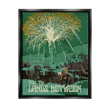 Stupell Industries Visit The Lands Between Scenery Graphic Art Jet Black Floating Framed Canvas Print Wall Art, Design by Matheus Lopes Castro