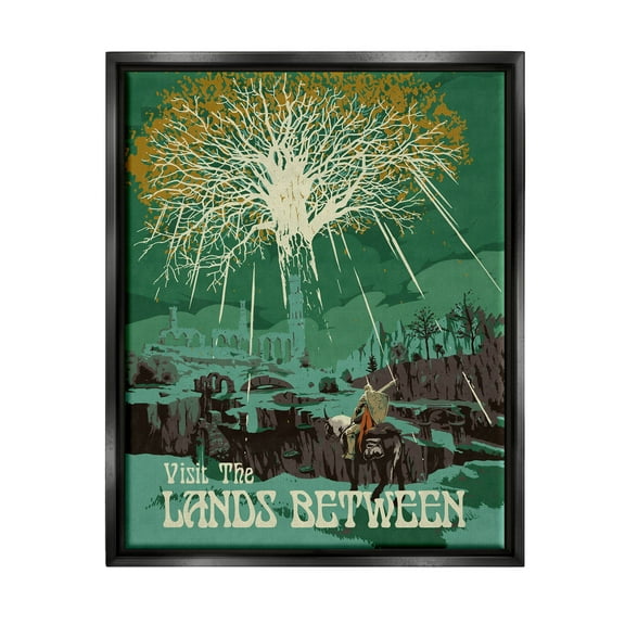 Stupell Industries Visit The Lands Between Scenery Graphic Art Jet Black Floating Framed Canvas Print Wall Art, Design by Matheus Lopes Castro