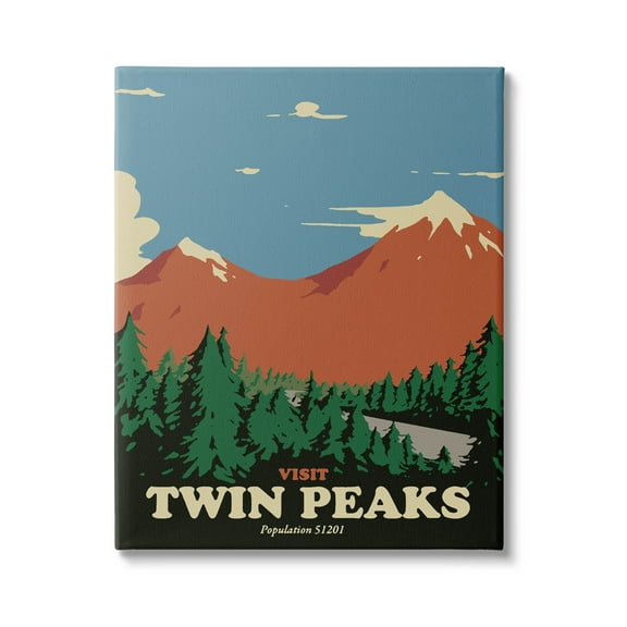 Stupell Industries Visit Twin Peaks Mountain Landscape Graphic Art Gallery Wrapped Canvas Print Wall Art, Design by Matheus Lopes Castro