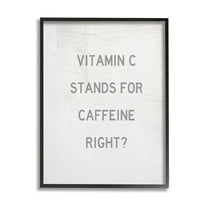 Stupell Industries Vitamin C Caffeine Kitchen Graphic Art Black Framed Art Print Wall Art, Design by Daphne Polselli