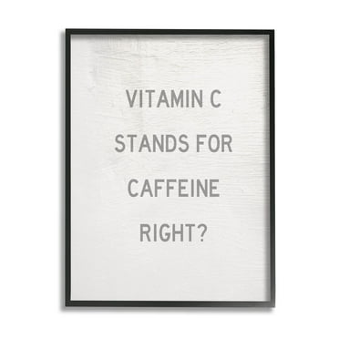 Stupell Industries Vitamin C Caffeine Kitchen Graphic Art Black Framed Art Print Wall Art, Design by Daphne Polselli