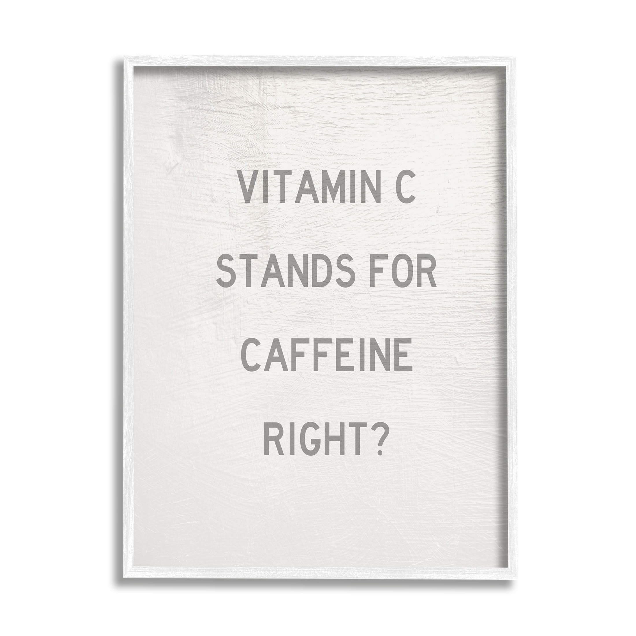 Stupell Industries Vitamin C Caffeine Kitchen Graphic Art White Framed Art Print Wall Art, Design by Daphne Polselli