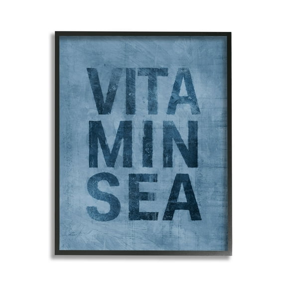 Stupell Industries Vitamin Sea Phrase Nature Painting Black Framed Art Print Wall Art, 11 x 14