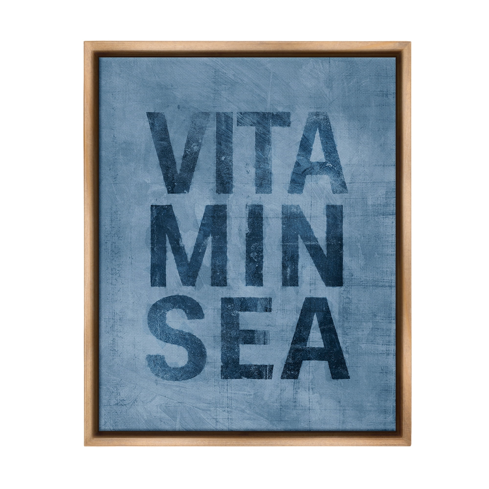 Stupell Industries Vitamin Sea Phrase Nature Painting Brown Floater Framed Canvas Art Print Wall Art, 25 x 31