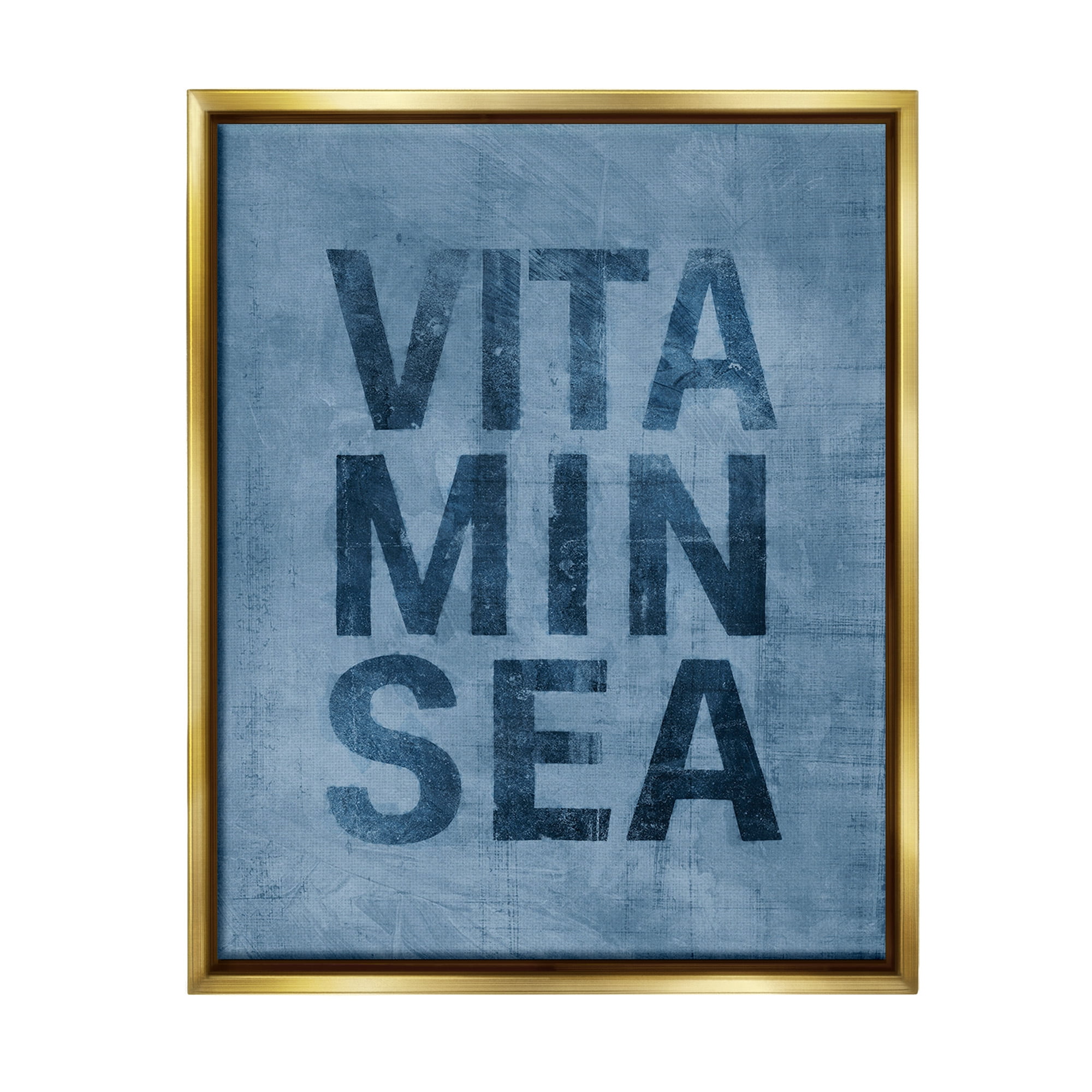 Stupell Industries Vitamin Sea Phrase Nature Painting Gold Floater Framed Canvas Art Print Wall Art, 17 x 21