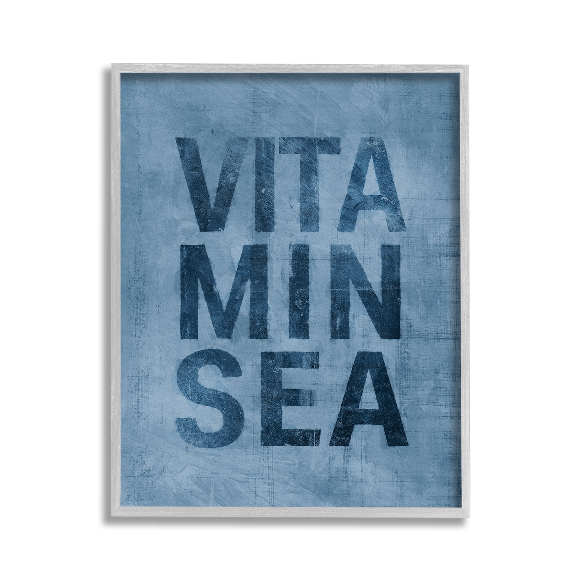 Stupell Industries Vitamin Sea Phrase Nature Painting Gray Framed Art Print Wall Art, 11 x 14