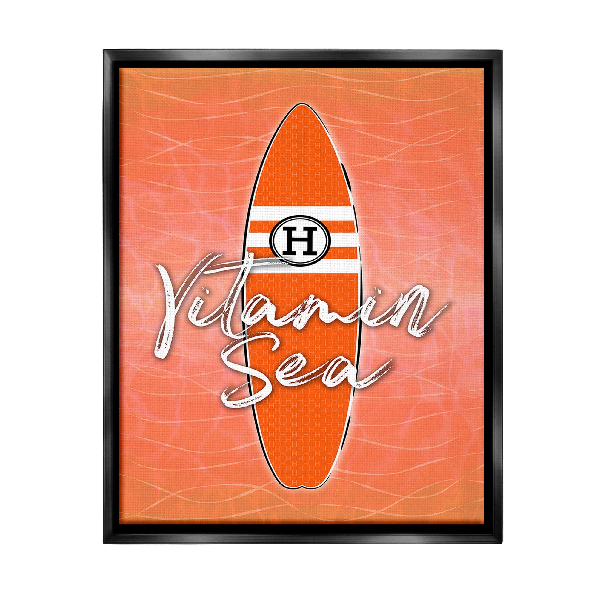 Stupell Industries Vitamin Sea on Orange Beauty & Fashion Painting Black Floater Framed Canvas Art Print Wall Art, 17 x 21