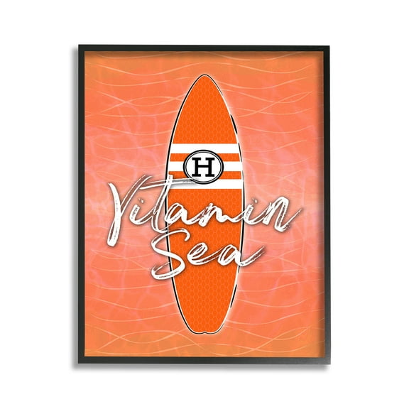 Stupell Industries Vitamin Sea on Orange Beauty & Fashion Painting Black Framed Art Print Wall Art, 11 x 14