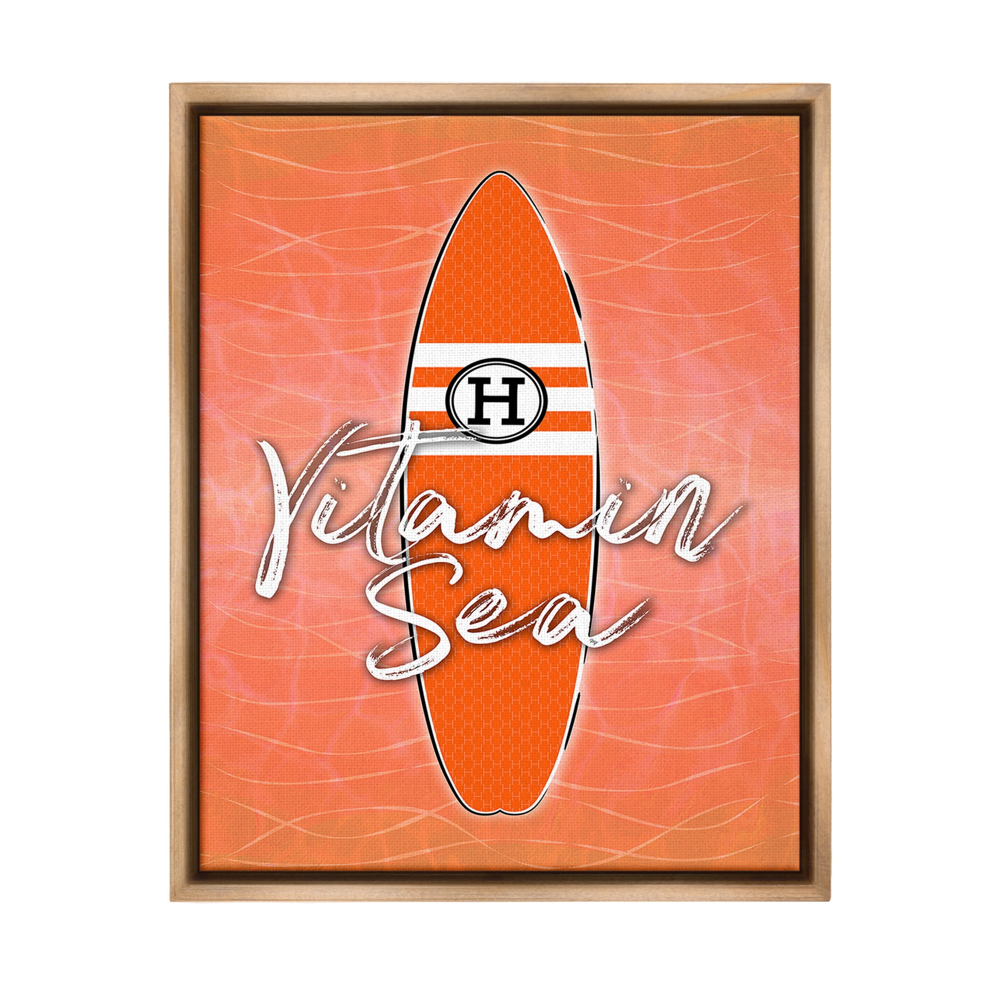 Stupell Industries Vitamin Sea on Orange Beauty & Fashion Painting Brown Floater Framed Canvas Art Print Wall Art, 25 x 31
