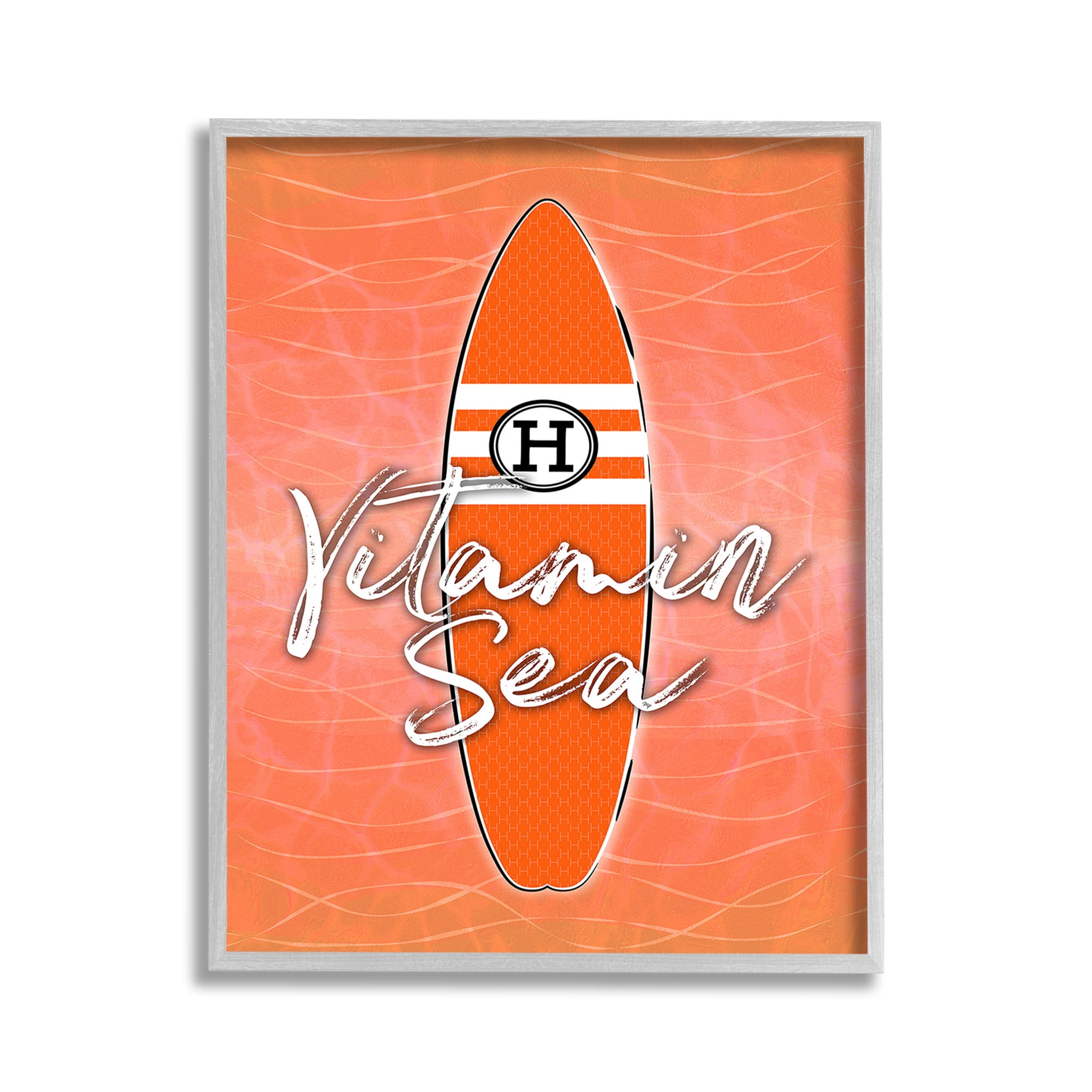 Stupell Industries Vitamin Sea on Orange Beauty & Fashion Painting Gray Framed Art Print Wall Art, 11 x 14