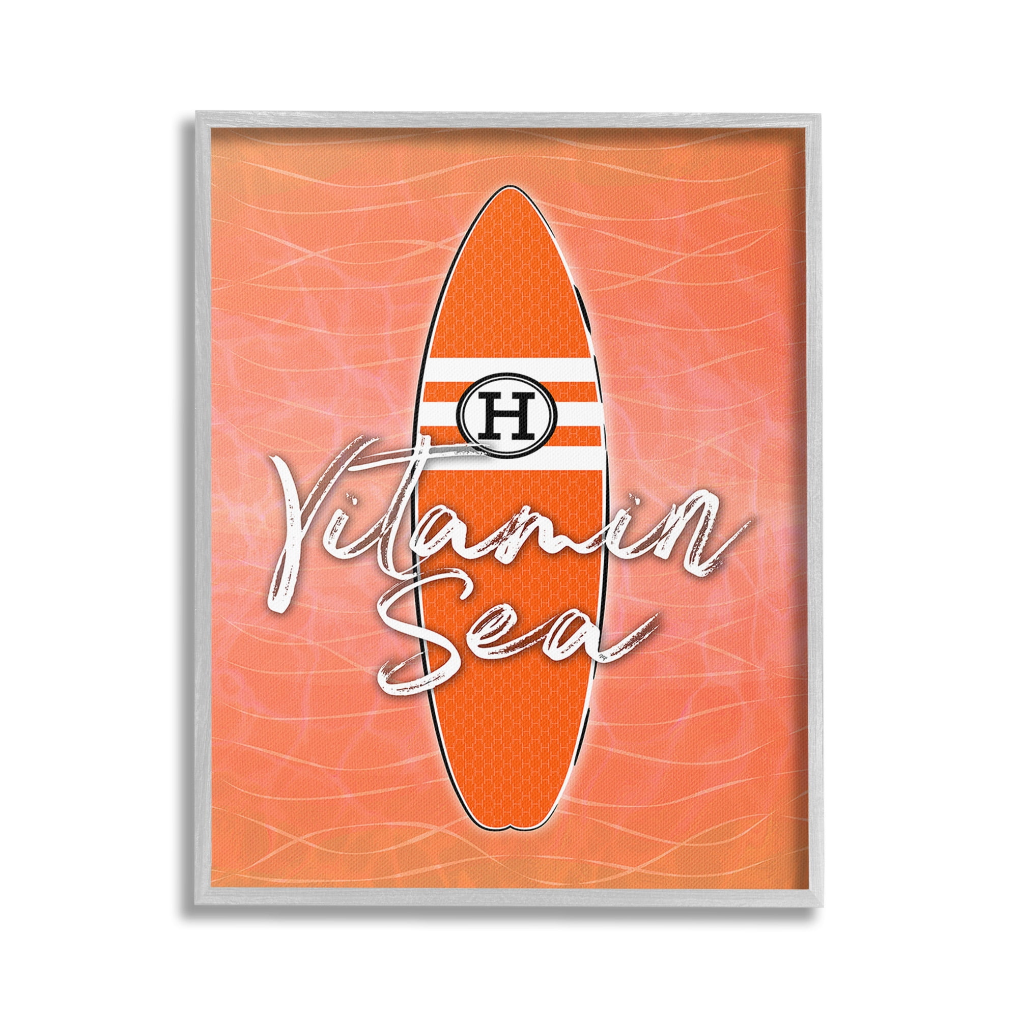 Stupell Industries Vitamin Sea on Orange Beauty & Fashion Painting Gray Framed Art Print Wall Art, 16 x 20