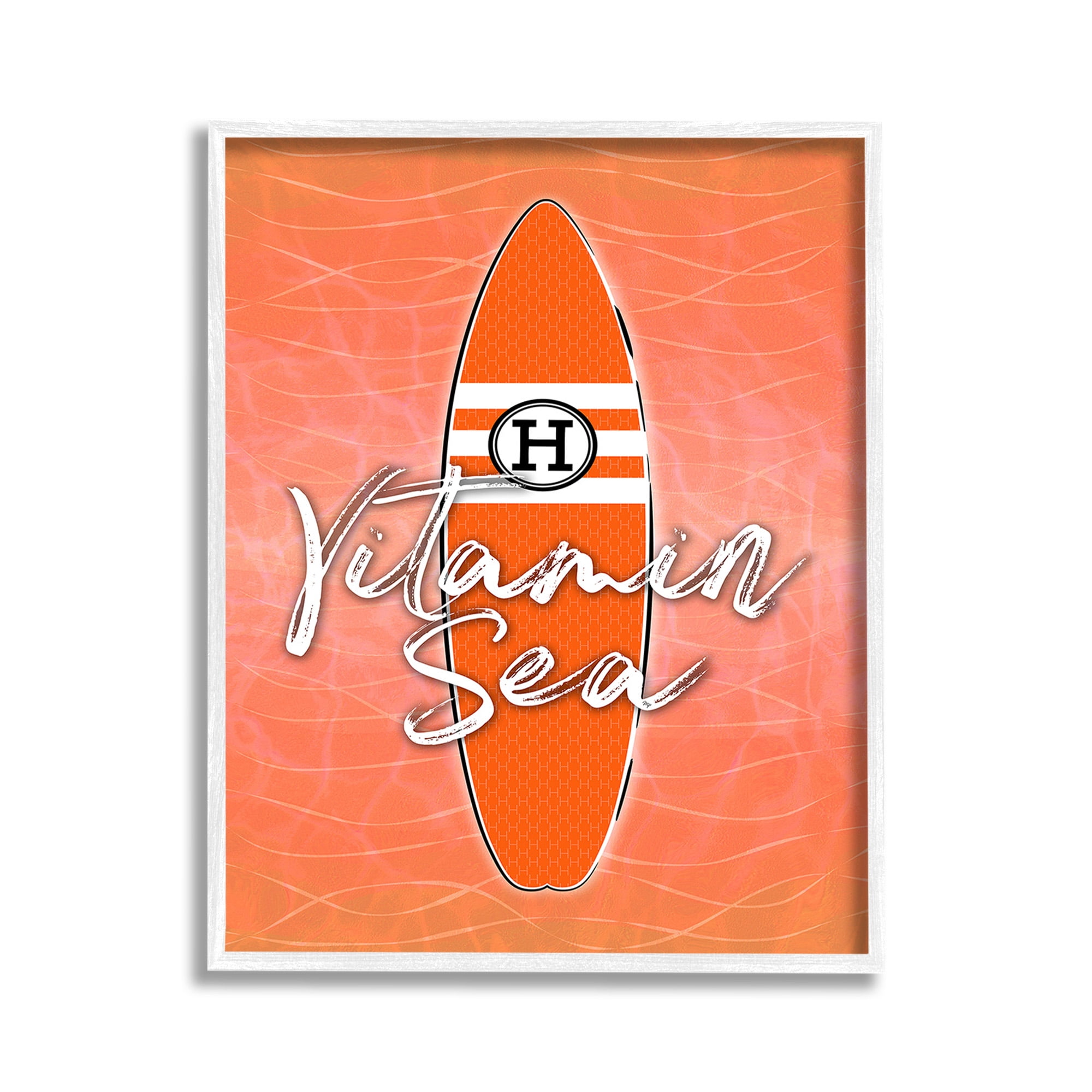 Stupell Industries Vitamin Sea on Orange Beauty & Fashion Painting White Framed Art Print Wall Art, 11 x 14