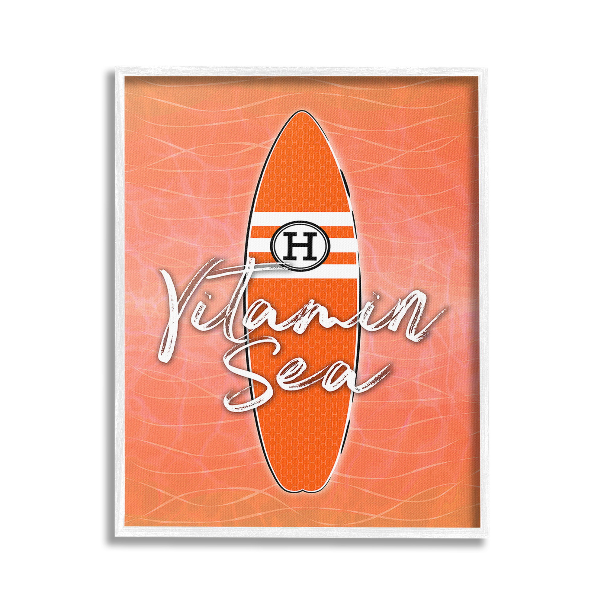 Stupell Industries Vitamin Sea on Orange Beauty & Fashion Painting White Framed Art Print Wall Art, 16 x 20