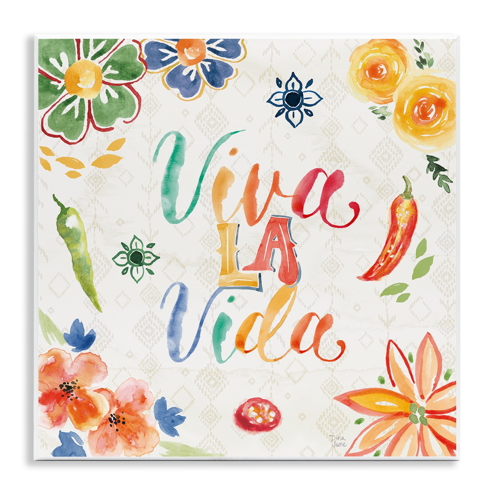 Stupell Industries Viva La Vida Celebración Inspirational Quotes & Sayings Painting Unframed Art Print Wall Art, 12 x 12