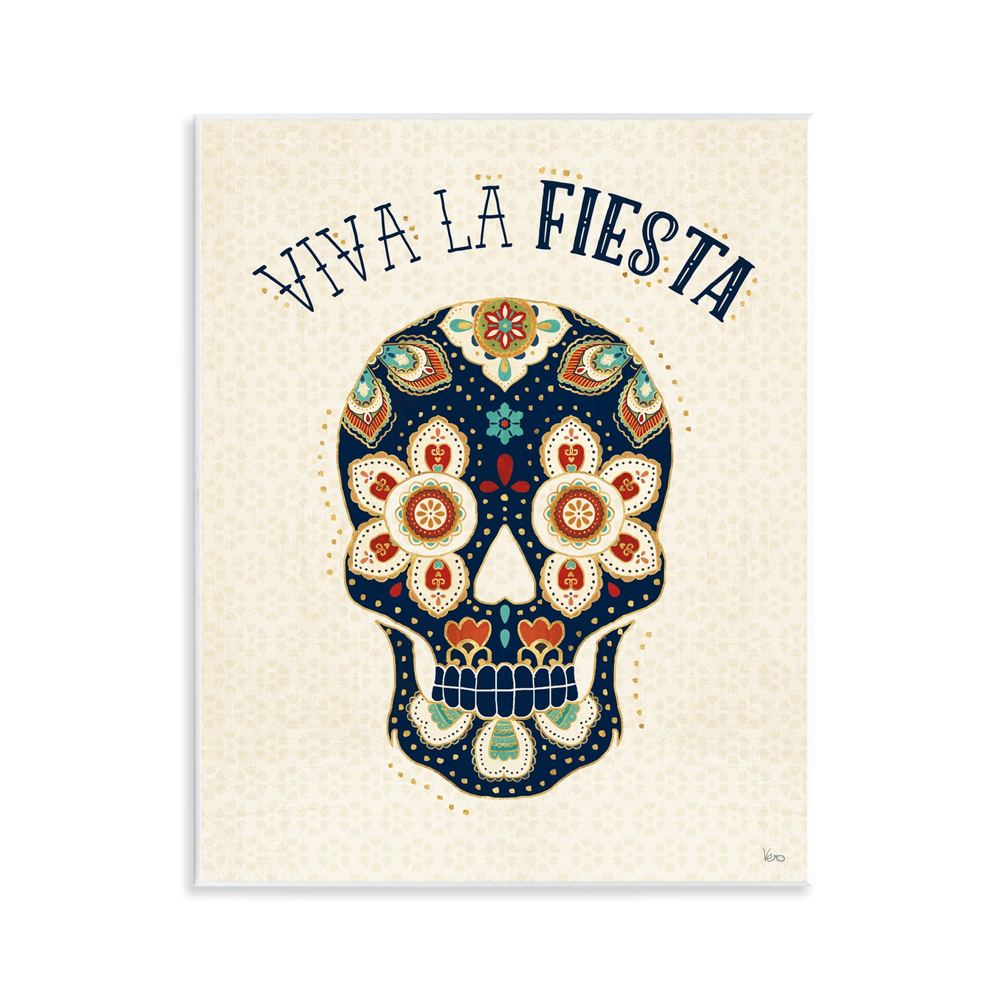 Stupell Industries Viva la Fiesta Calavera Inspirational Quotes & Sayings Painting Unframed Art Print Wall Art, 11 x 14