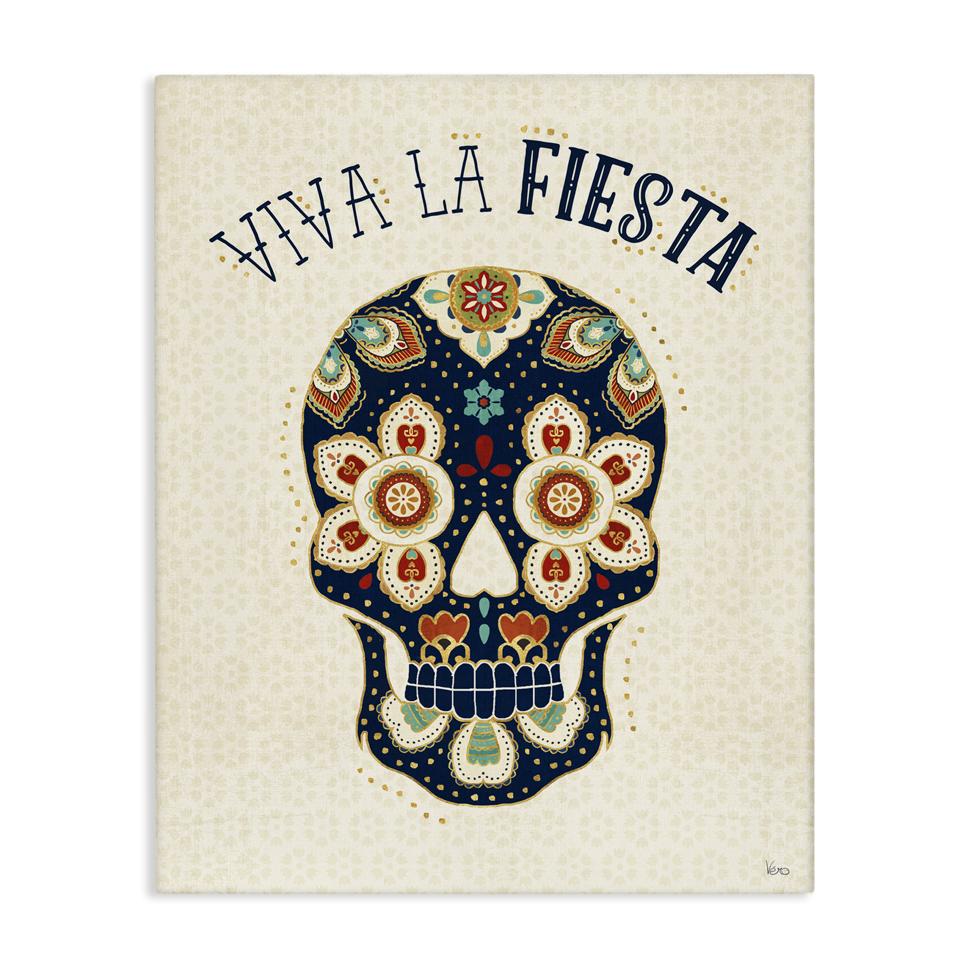Stupell Industries Viva la Fiesta Calavera Inspirational Quotes & Sayings Painting Wrapped Canvas Art Print Wall Art, 30 x 40