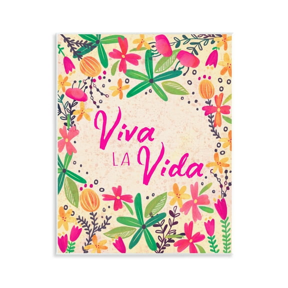 Stupell Industries Viva la Vida Flores Tropicales Inspirational Quotes & Sayings Painting Unframed Art Print Wall Art, 11 x 14
