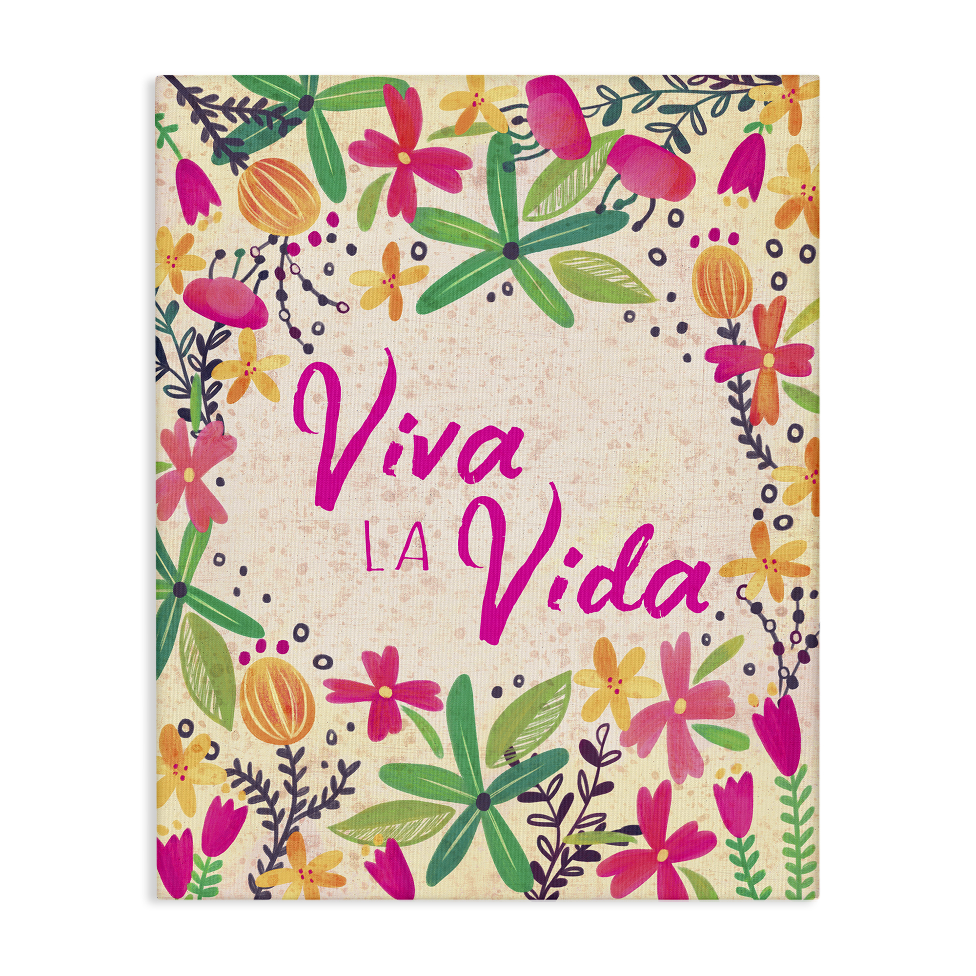 Stupell Industries Viva la Vida Flores Tropicales Inspirational Quotes & Sayings Painting Wrapped Canvas Art Print Wall Art, 36 x 48