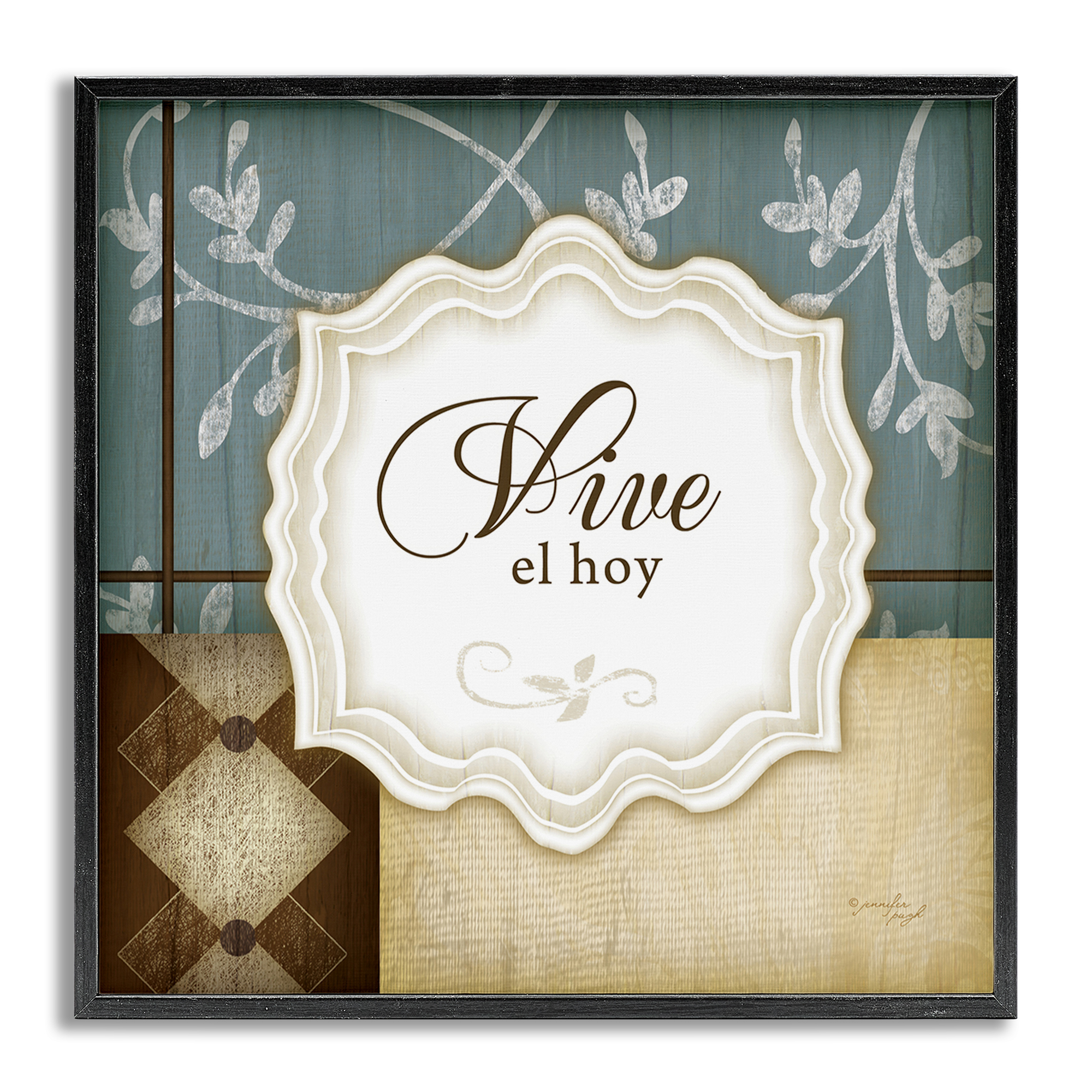 Stupell Industries Vive el Hoy Tradicional Inspirational Quotes & Sayings Painting Gray Framed Art Print Wall Art, 17 x 17