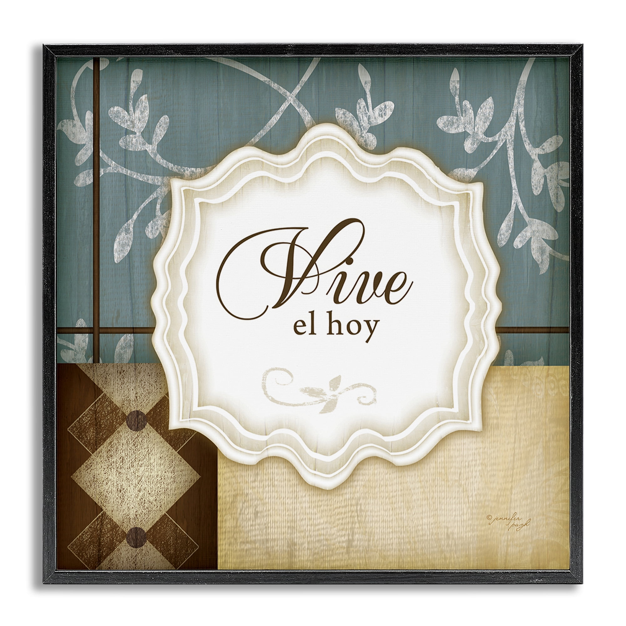 Stupell Industries Vive el Hoy Tradicional Inspirational Quotes & Sayings Painting Gray Framed Art Print Wall Art, 24 x 24