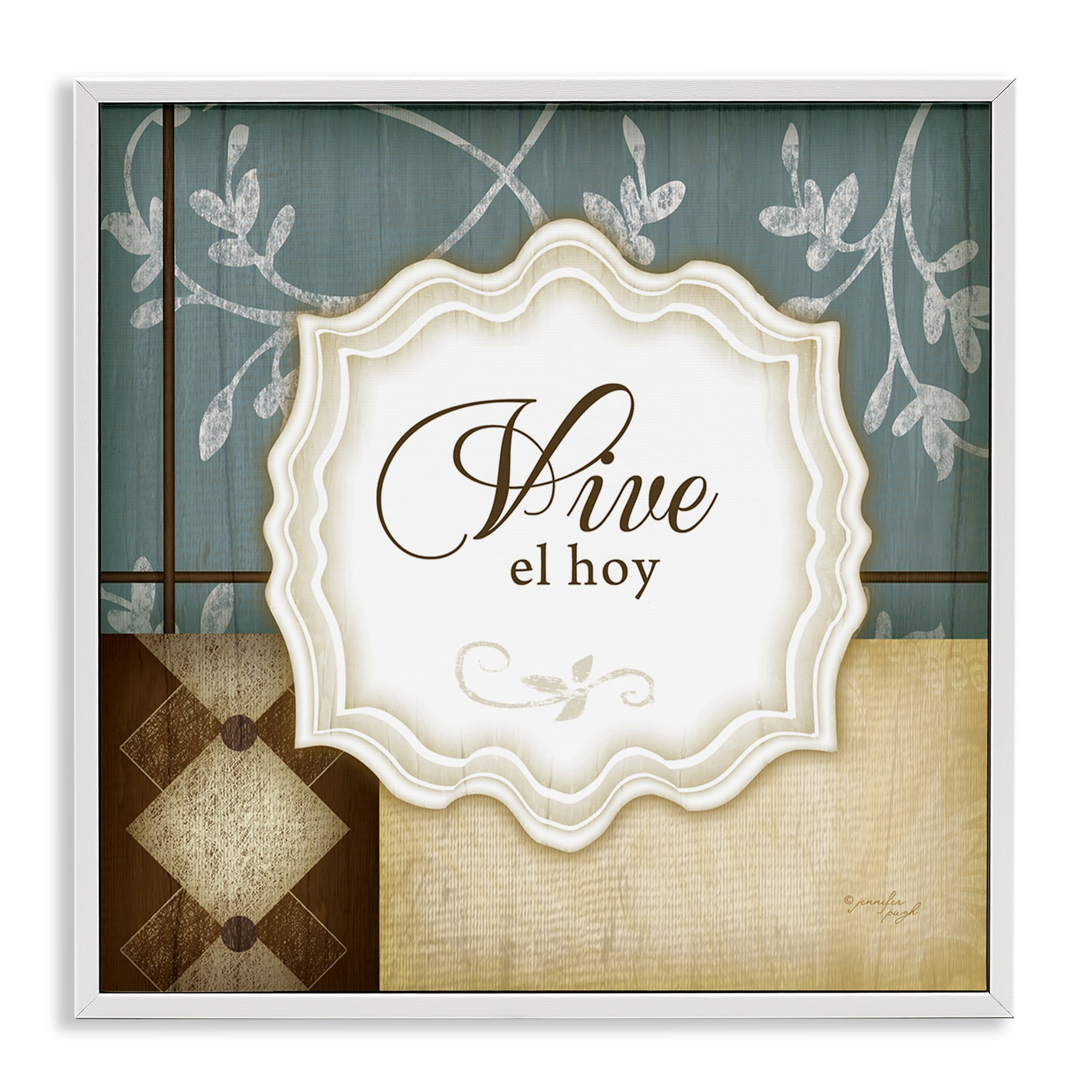 Stupell Industries Vive el Hoy Tradicional Inspirational Quotes & Sayings Painting White Framed Art Print Wall Art, 17 x 17