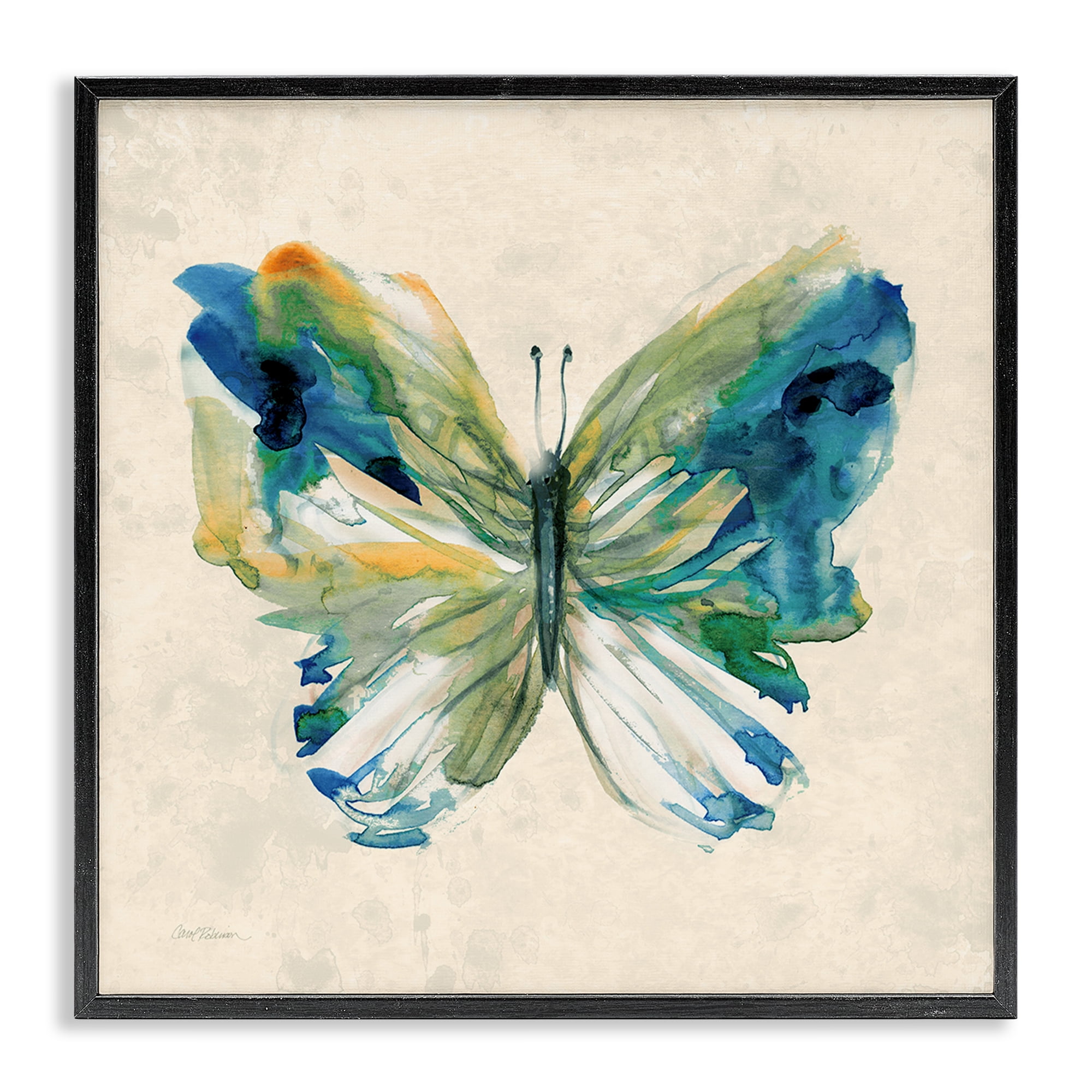 Stupell Industries Vivid Abstract Butterfly Wings Animals Painting Black Framed Art Print Wall Art, 24 x 24