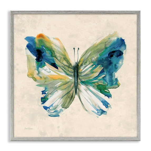 Stupell Industries Transitional Vivid Abstract Butterfly Wings Gray Framed Giclee Art, 17 x 17, by Carol Robinson