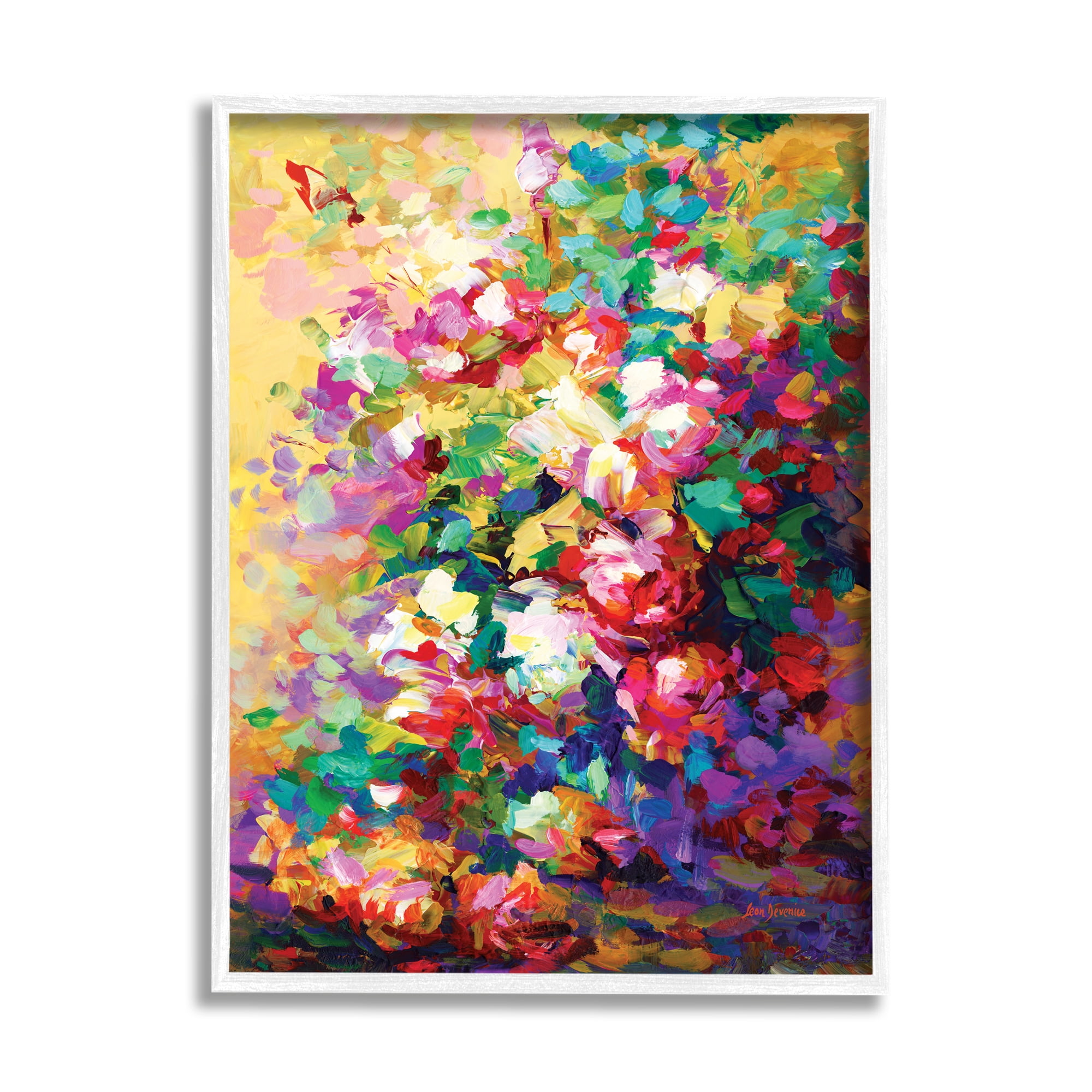 Stupell Industries Vivid Abstract Roses Botanical & Floral Painting White Framed Art Print Wall Art, 16 x 20