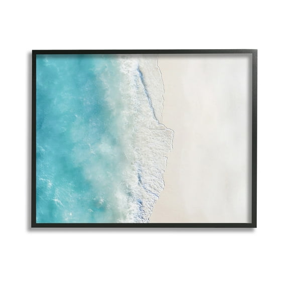 Stupell Industries Vivid Beach Aerial View Landscape Photography Black Framed Art Print Wall Art, 14 x 11