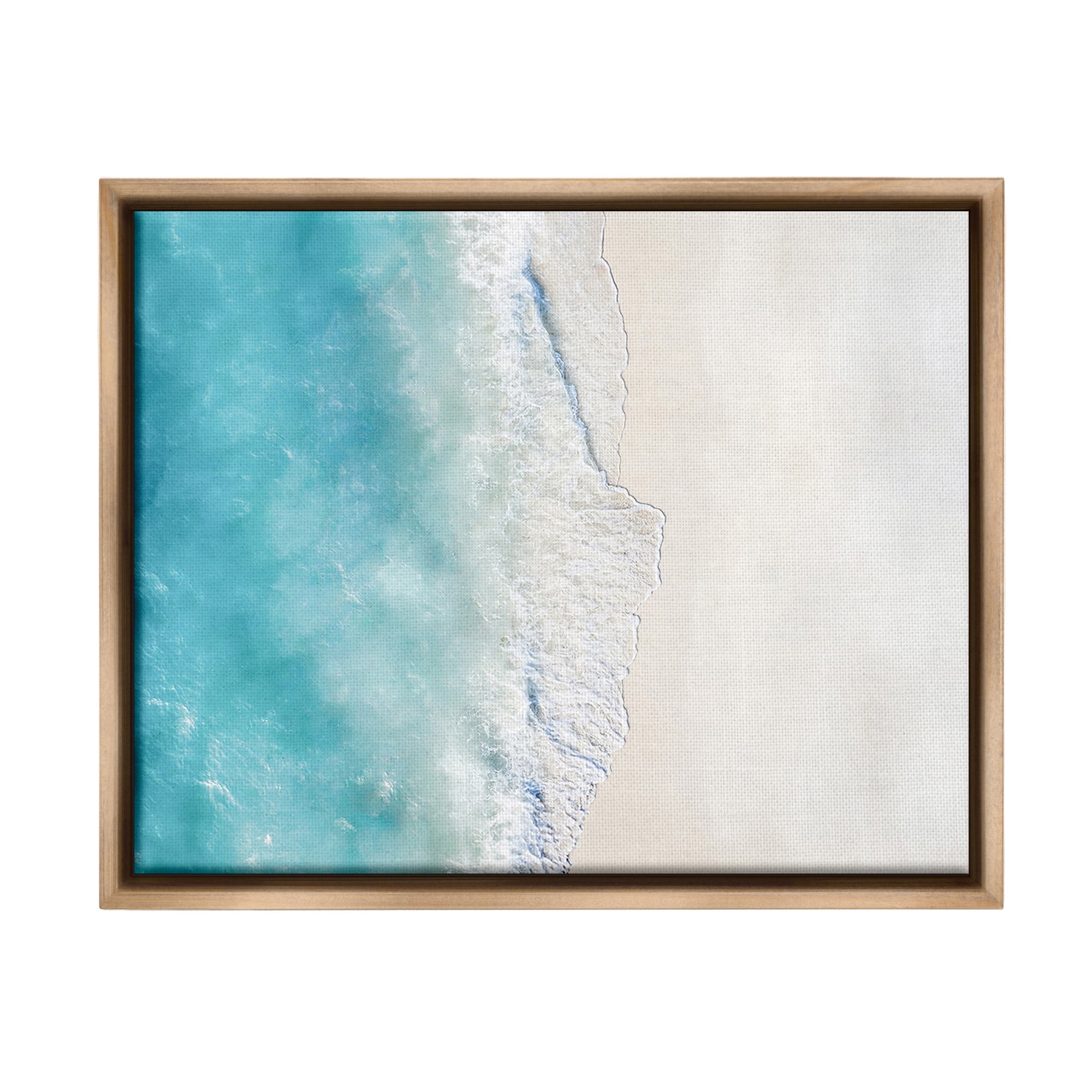 Stupell Industries Vivid Beach Aerial View Landscape Photography Brown Floater Framed Canvas Art Print Wall Art, 21 x 17
