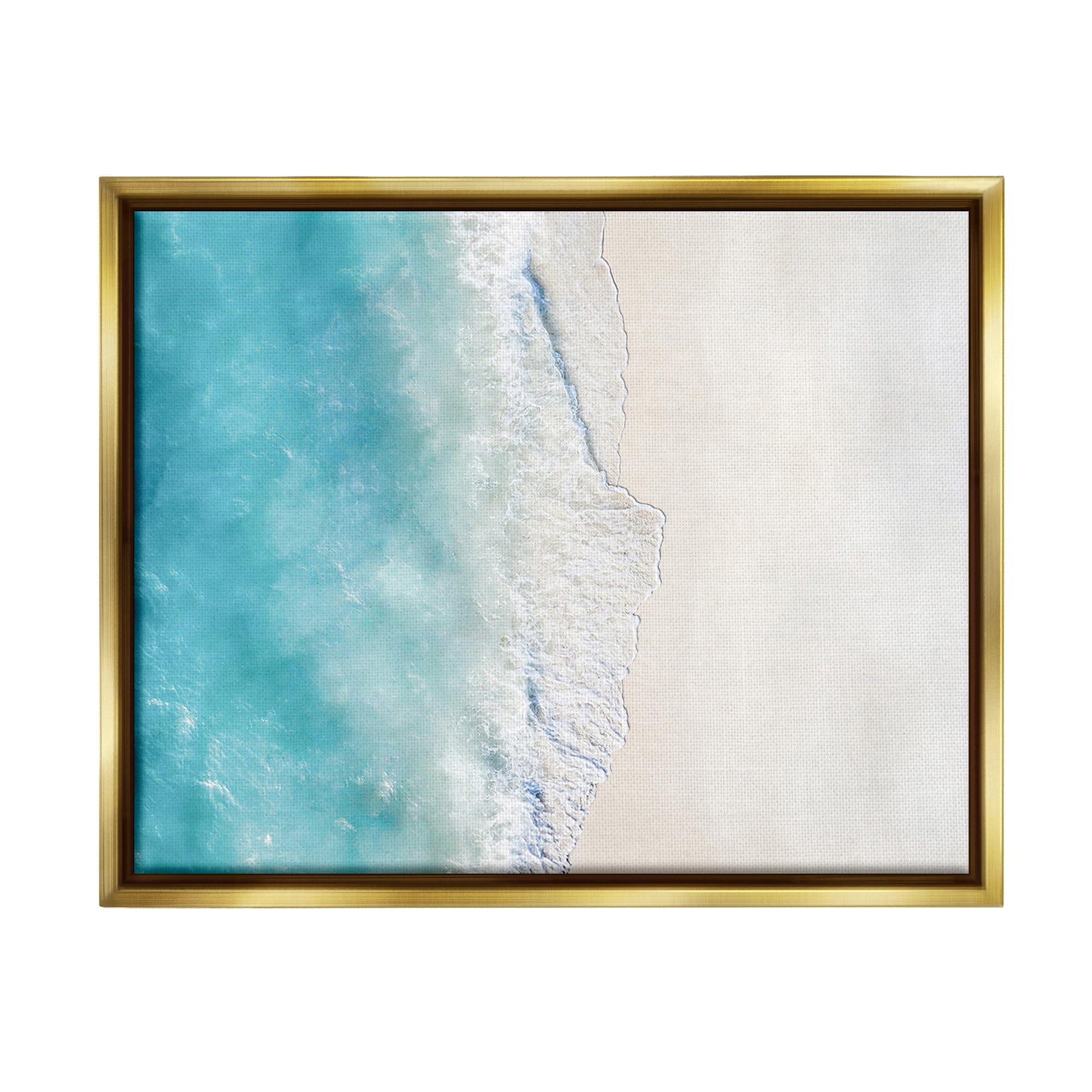 Stupell Industries Vivid Beach Aerial View Landscape Photography Gold Floater Framed Canvas Art Print Wall Art, 31 x 25