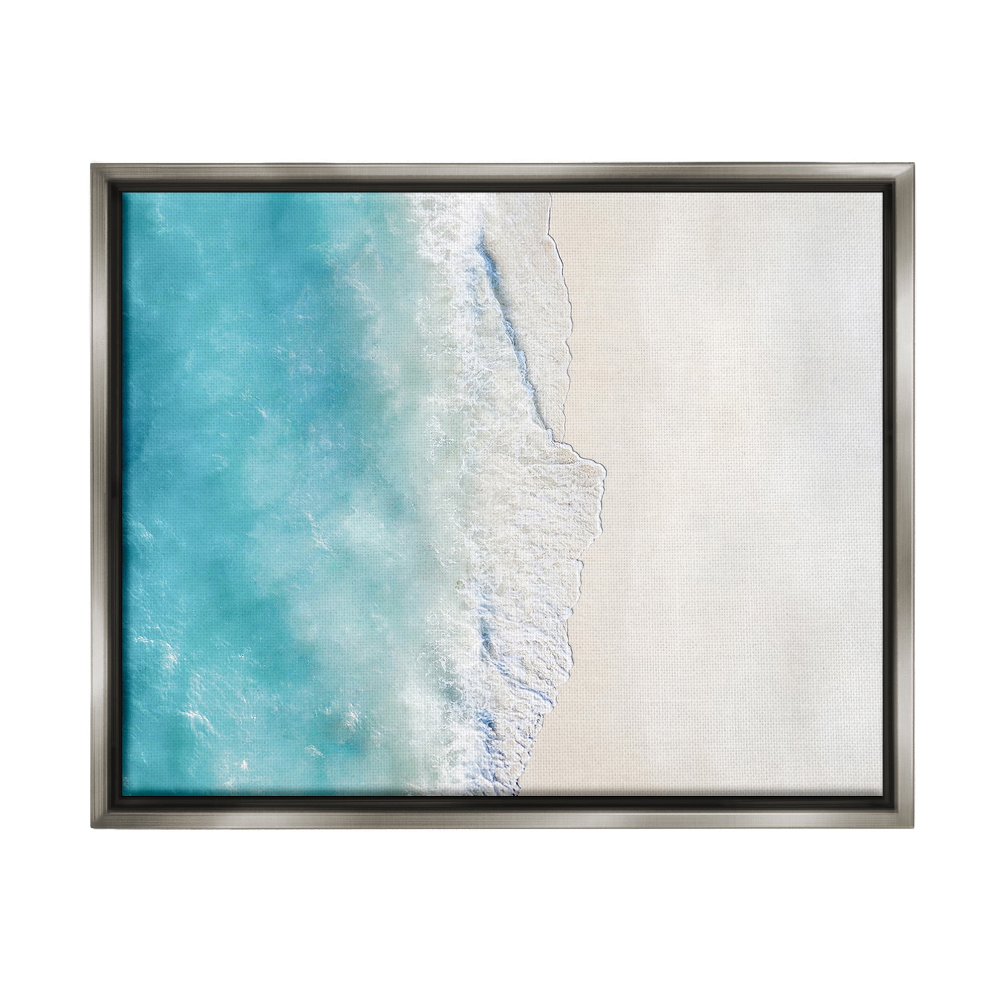 Stupell Industries Vivid Beach Aerial View Landscape Photography Gray Floater Framed Canvas Art Print Wall Art, 21 x 17