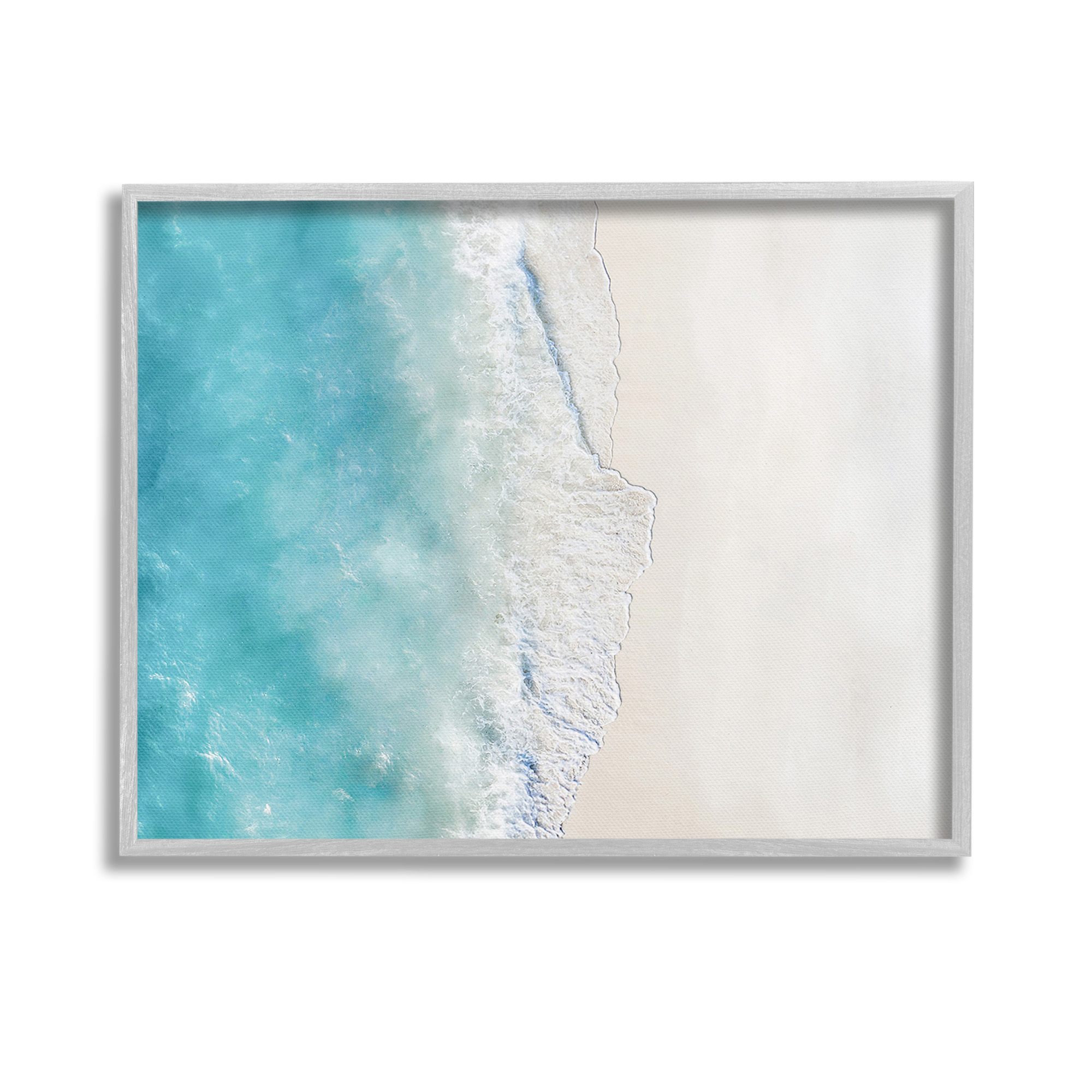 Stupell Industries Vivid Beach Aerial View Landscape Photography Gray Framed Art Print Wall Art, 14 x 11