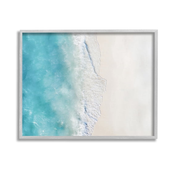 Stupell Industries Vivid Beach Aerial View Landscape Photography Gray Framed Art Print Wall Art, 14 x 11