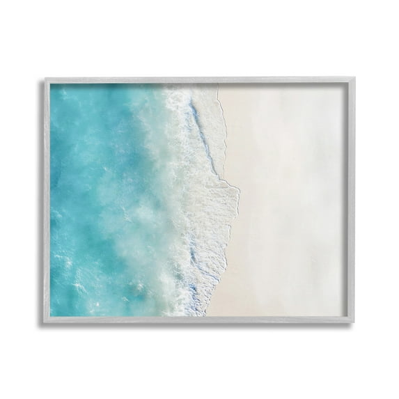Stupell Industries Vivid Beach Aerial View Landscape Photography Gray Framed Art Print Wall Art, 20 x 16