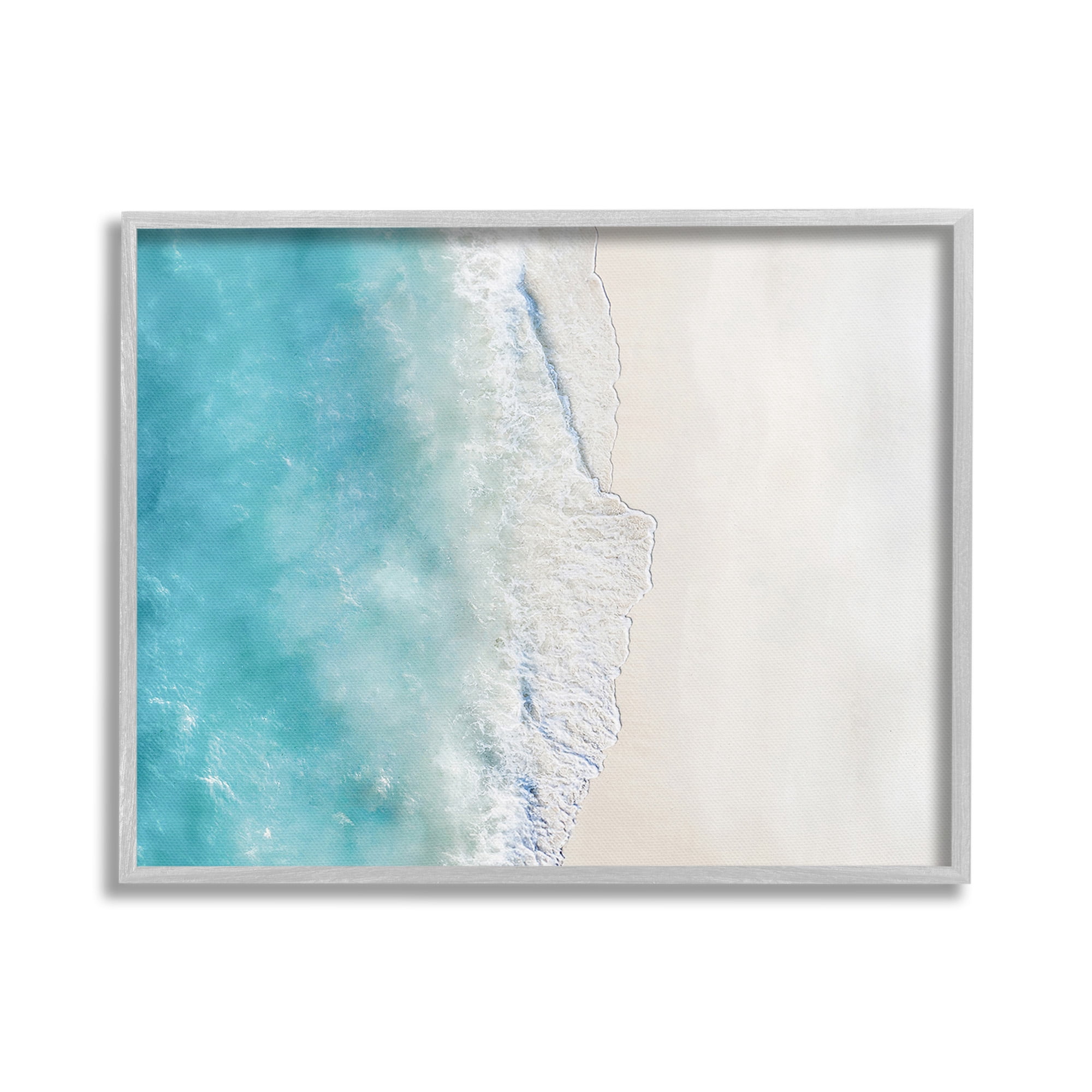 Stupell Industries Vivid Beach Aerial View Landscape Photography Gray Framed Art Print Wall Art, 30 x 24