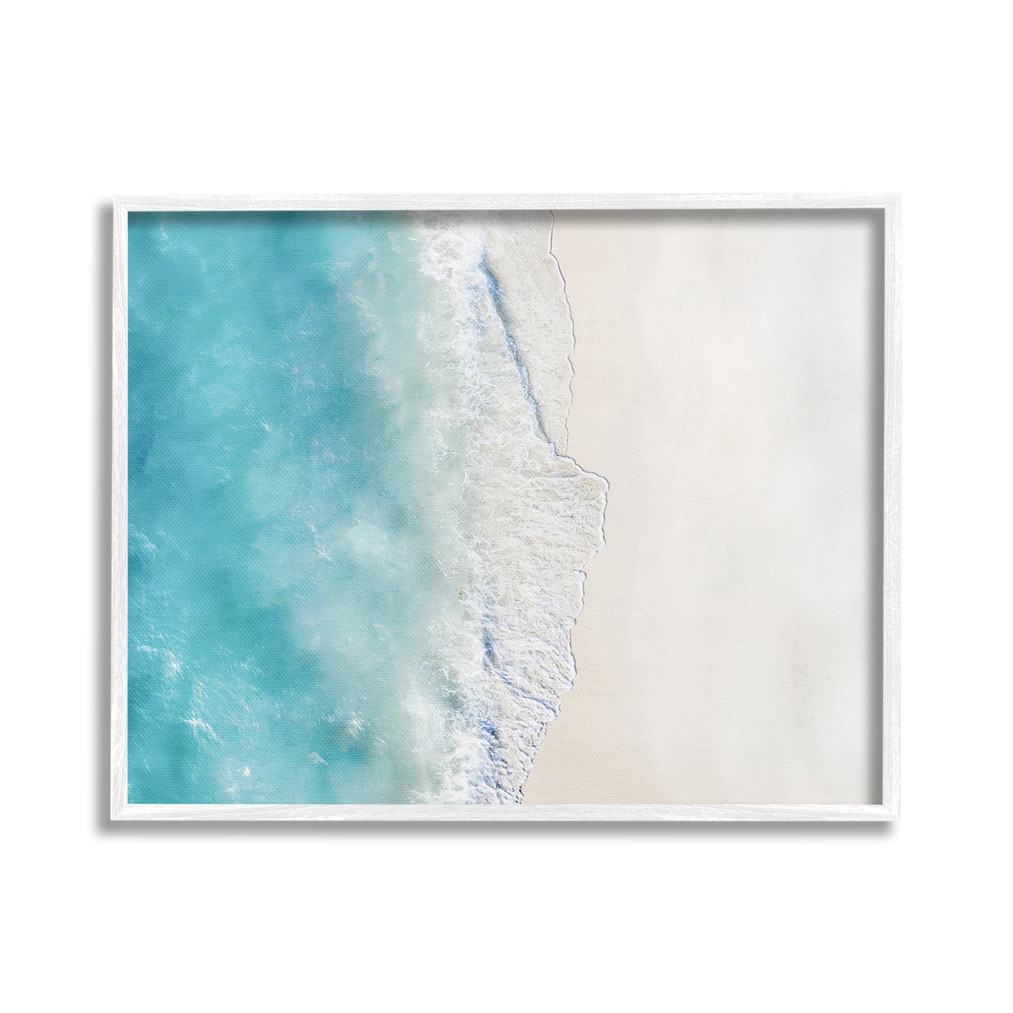 Stupell Industries Vivid Beach Aerial View Landscape Photography White Framed Art Print Wall Art, 30 x 24