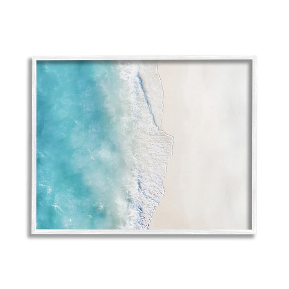 Stupell Industries Vivid Beach Aerial View Landscape Photography White Framed Art Print Wall Art, 30 x 24