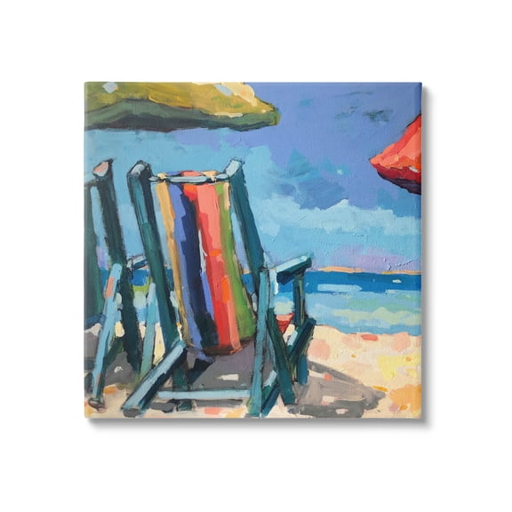 Stupell Industries Vivid Beach Chairs Shoreline Painting Gallery Wrapped Canvas Print Wall Art, Design by Page Pearson Railsback