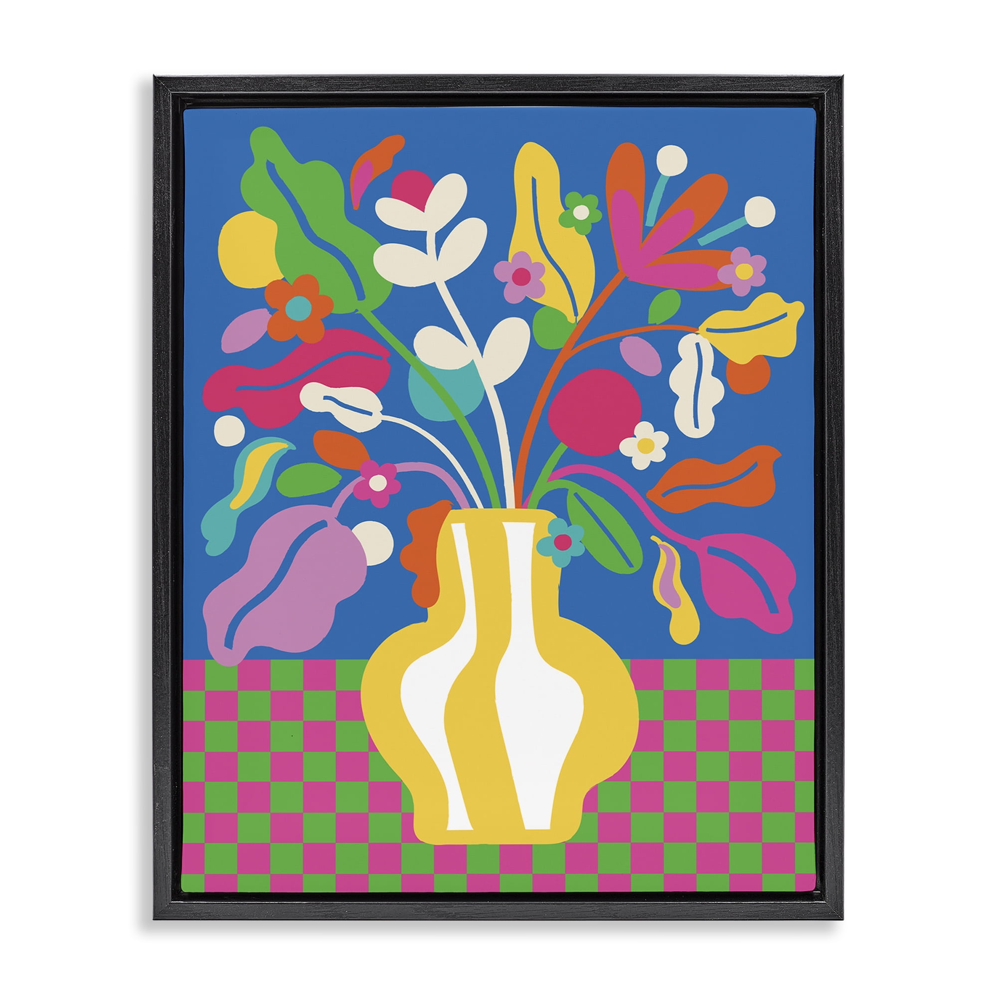 Stupell Industries Vivid Bloom Bouquet Plants & Flowers Painting Black Floater Framed Canvas Art Print Wall Art, 17 x 21