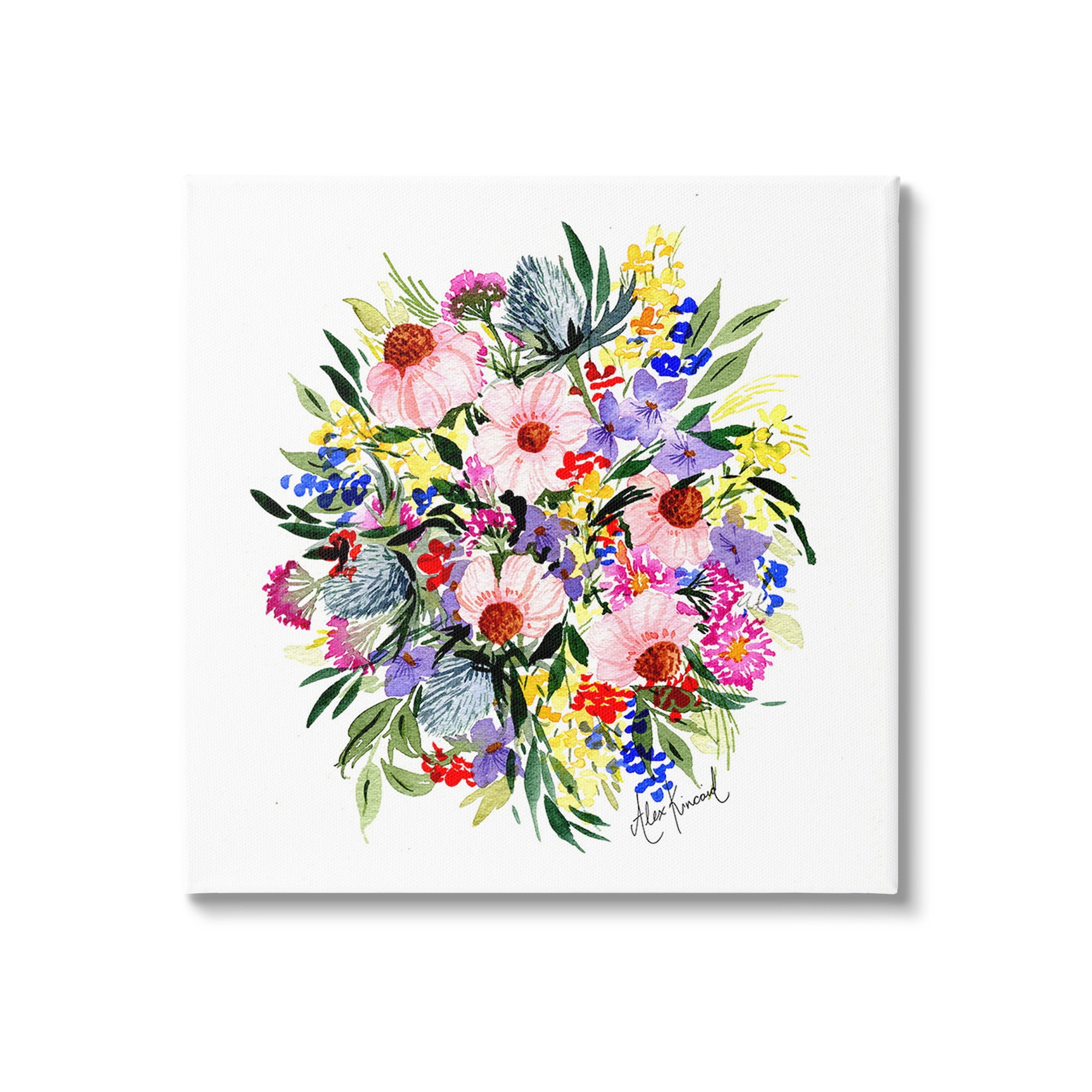 Stupell Industries Vivid Blooming Bouquet Botanical & Floral Painting Gallery Wrapped Canvas Art Print Wall Art, 17 x 17