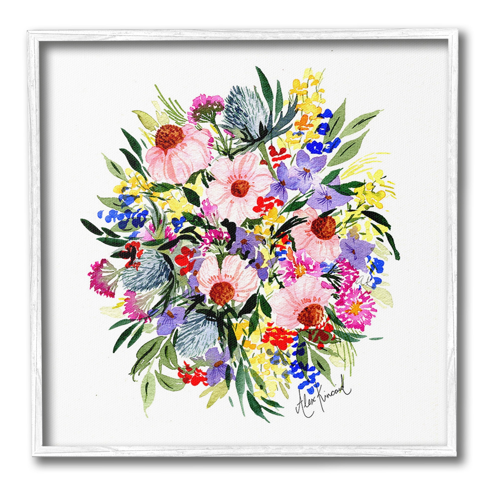 Stupell Industries Vivid Blooming Bouquet Botanical & Floral Painting White Framed Art Print Wall Art, 17 x 17