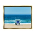 thumbnail image 1 of Stupell Industries Vivid Blue Beach Water Waves Coastline Hut Photograph Metallic Gold Floating Framed Canvas Print Wall Art, Design by Jeff Poe Photography, 1 of 5