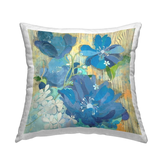 Stupell Industries Vivid Blue Blossom Pattern Printed Throw Pillow Design by Evelia Designs