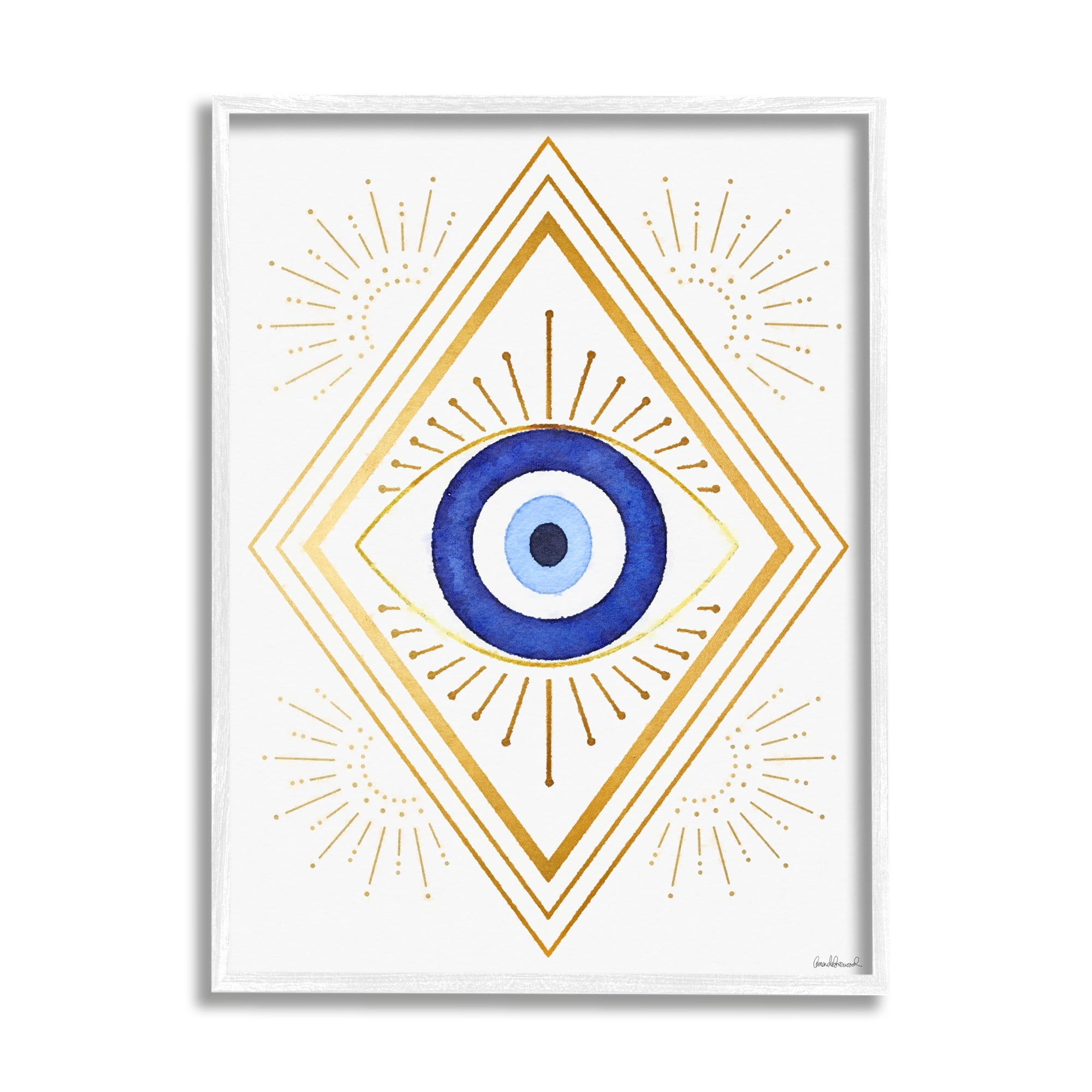Stupell Industries Vivid Blue Eye Vintage Geometric Deco Glam Shapes, 11 x 14, Design by Amanda Greenwood